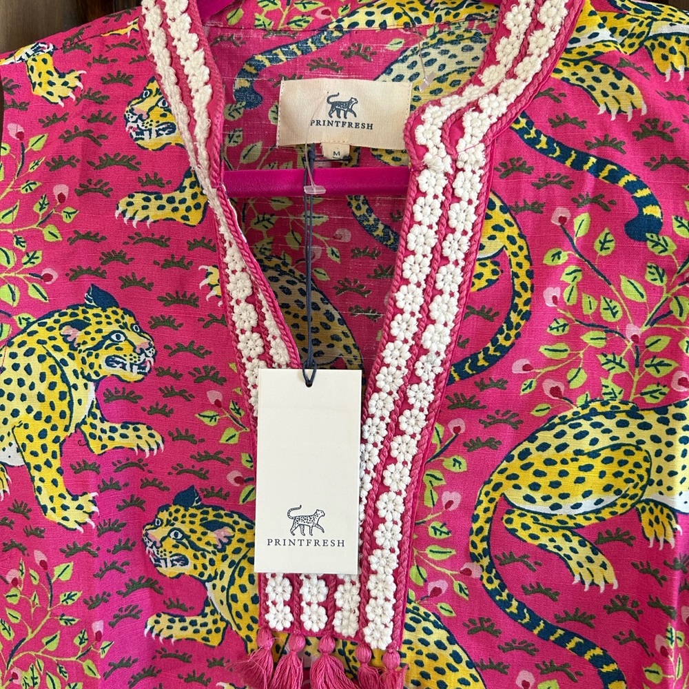 Printfresh Bagheera Pink Leopard-Print linen/cott… - image 2